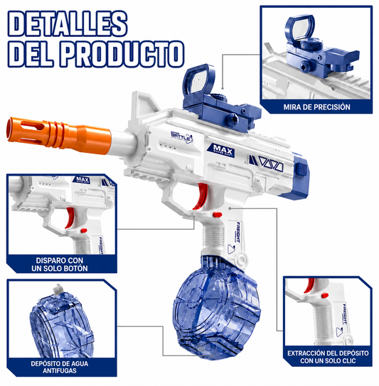 Pistola de Agua Eléctrica Recargable por USB para Niños (o no 🙂‍↔️)